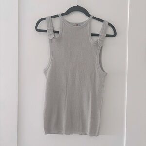 Zara SRPLS Gray Knit Tank Top Size L NWT